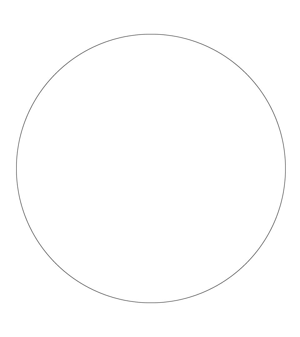 Image d'un cercle avec un contour noir et fond d'arrière plan blanc.