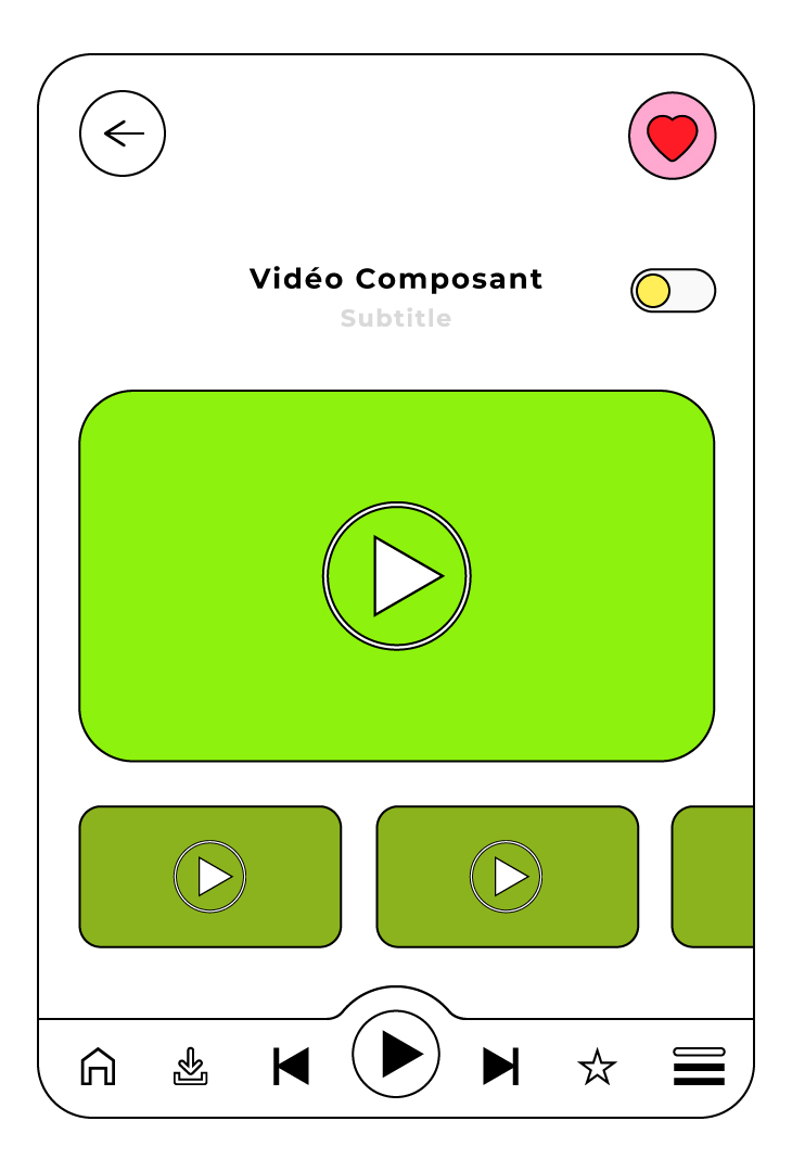 Image d'une interface d'une application vidéo au style neo memphis - QL Studio