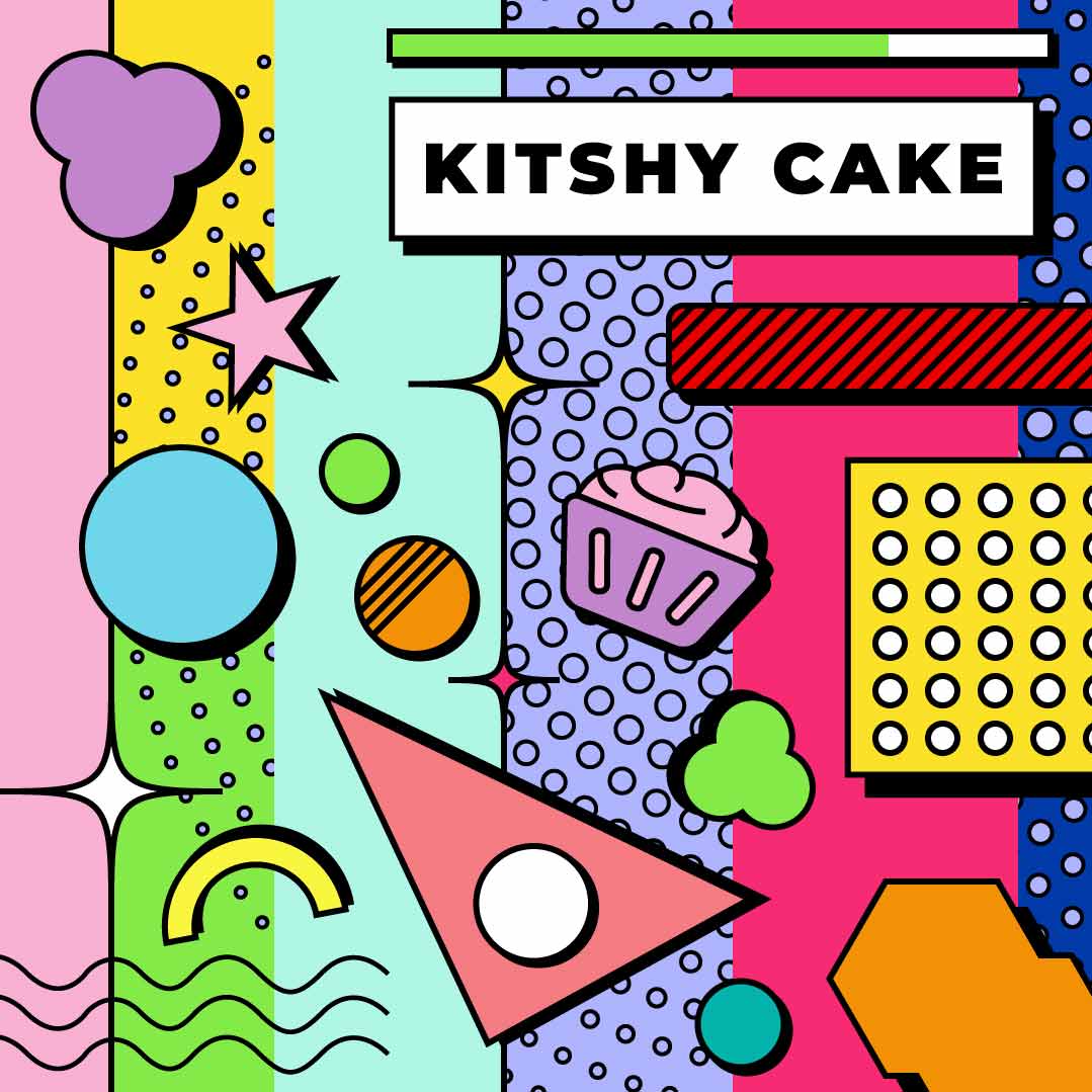 Illustration d'un cake ou gateau au design neo memphis - Style illustratif neo memphis - QL Studio