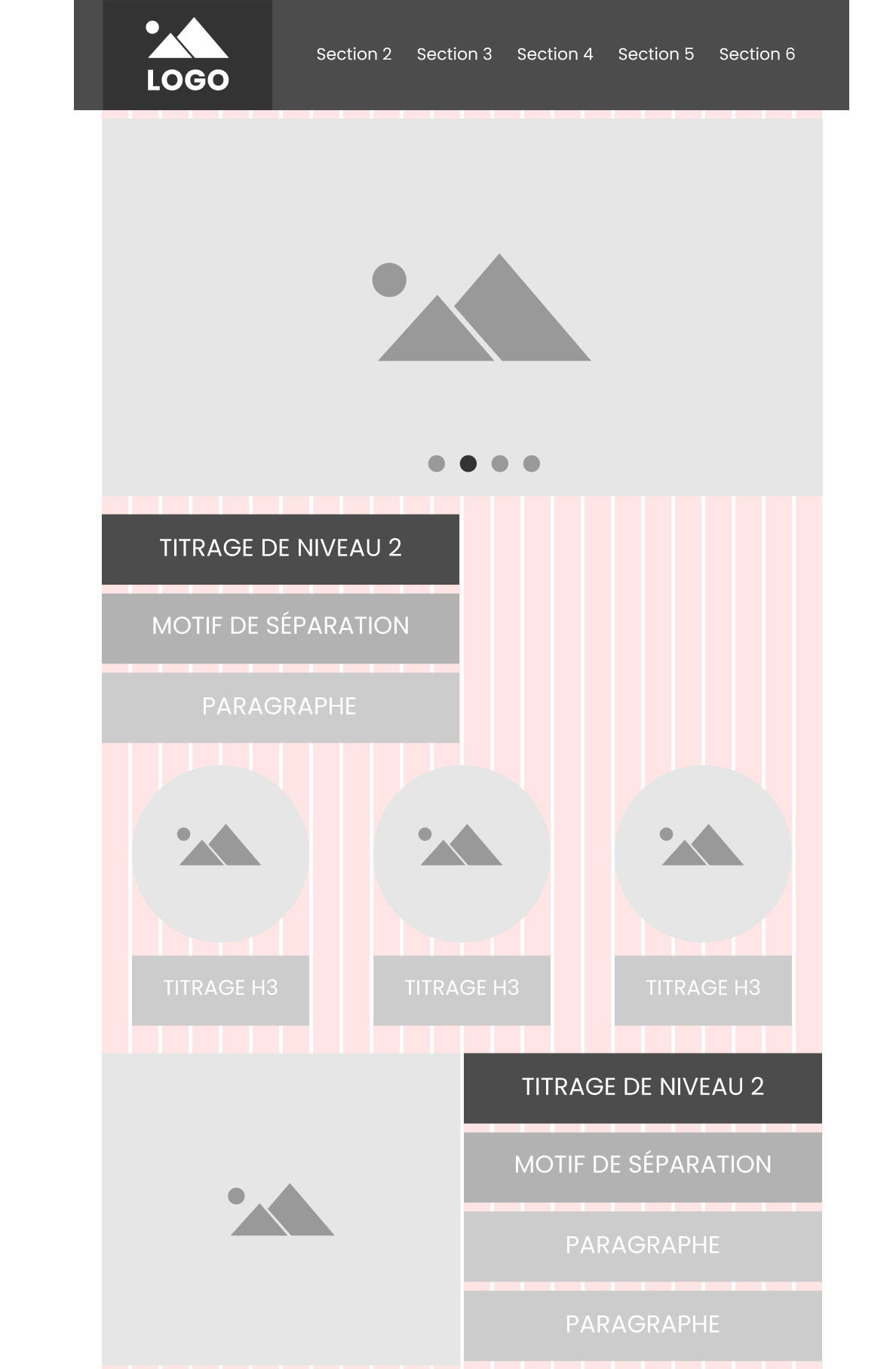 Exemple d'une home page - Maquettage d"ergonomie - Qu'est-ce qu'un Wireframe en web design ? - Wireframe - QL Studio