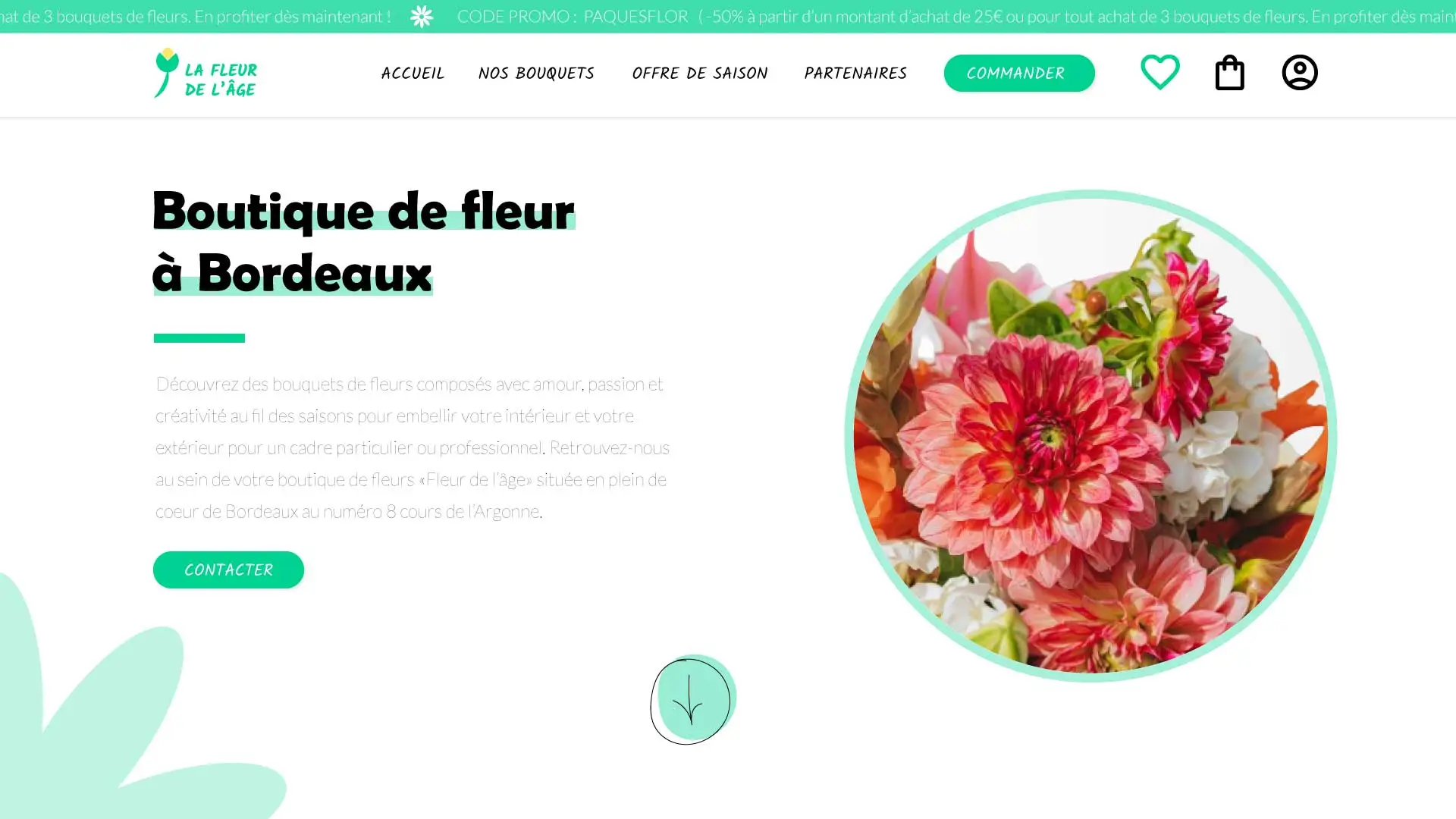 Exemple "APRES" du nouveau web design du site d'un fleuriste - QL Studio